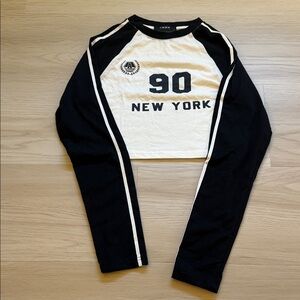 Cider Black and White New York Contrast Crop Top